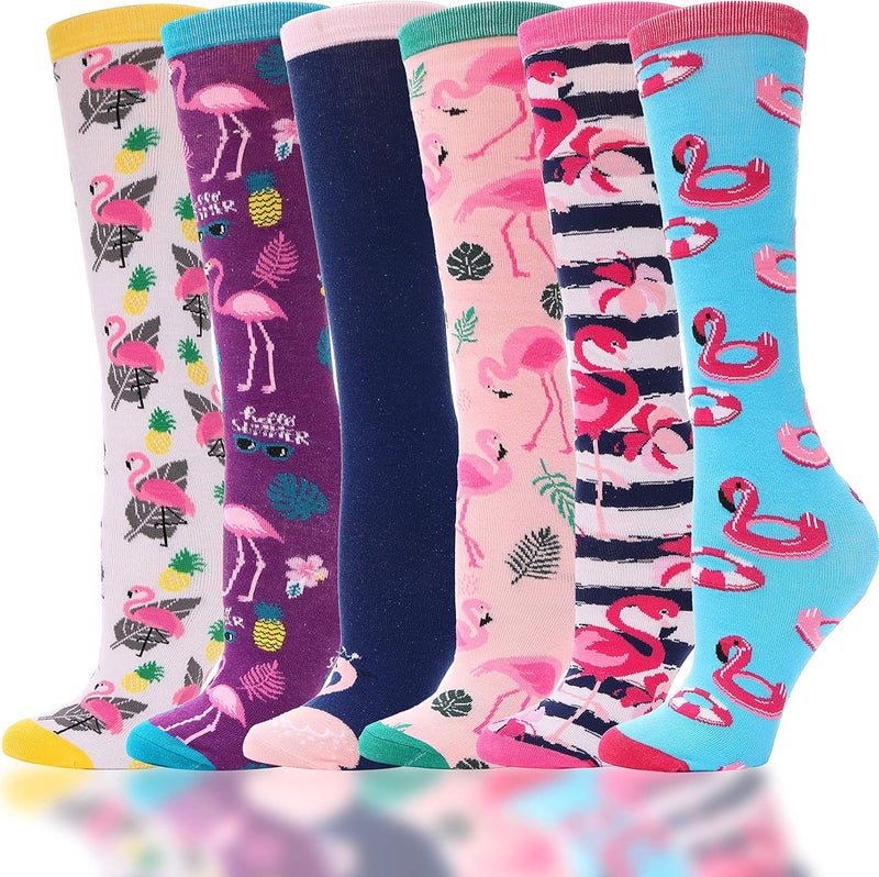 ANTSANG Kids Girls Knee High Socks Long Boot Crazy Silly Fun Gift Cute Tall Animal Socks for Child 6 Pairs - Image 1